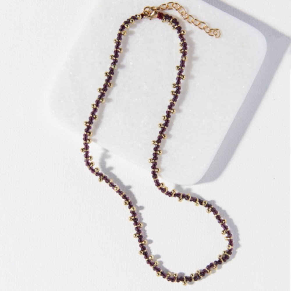 Port glass necklace burgundy by Ink + Alloy